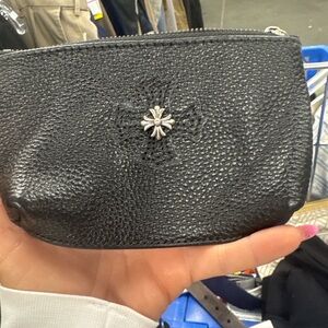 Chrome Hearts Black Textured Pouch with Silver Emblem